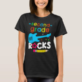 Second 2nd Grade Rocks Teacher Student  Back To Sc Tシャツ (正面)