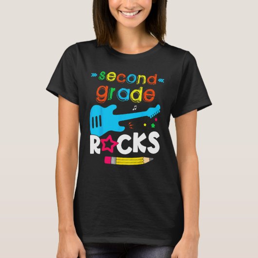 Second 2nd Grade Rocks Teacher Student  Back To Sc Tシャツ (正面)