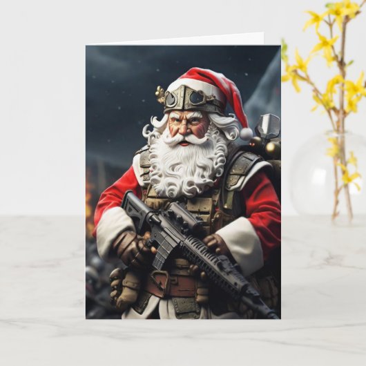 Second Amendment Santa Christmas Card Conservative カード (黄色い花)