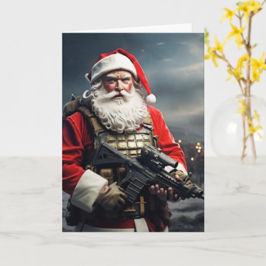 Second Amendment Santa Christmas Card Conservative カード (黄色い花)
