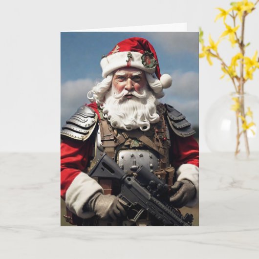 Second Amendment Santa Christmas Card Hunter  カード (黄色い花)
