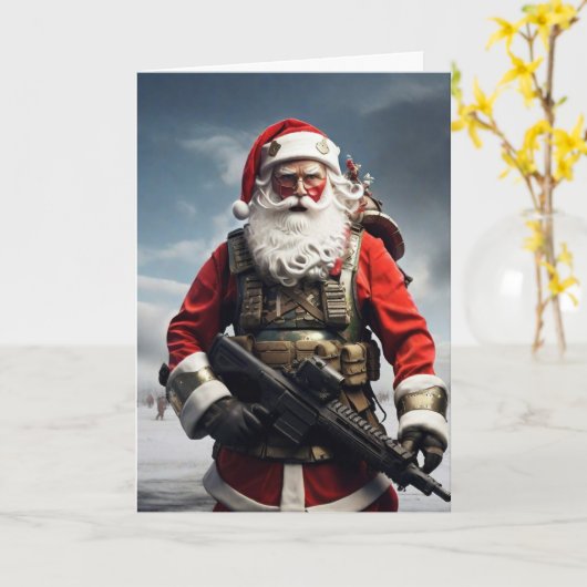 Second Amendment Santa Christmas Card Patriotic  カード (黄色い花)