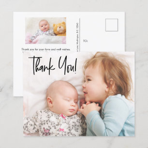 Second Baby Girl Photo Baby Showerありがとう ポストカード