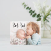 Second Baby Girl Photo Baby Showerありがとう ポストカード (スタンド正面)