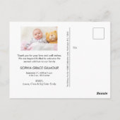 Second Baby Girl Photo Baby Showerありがとう ポストカード (裏面)