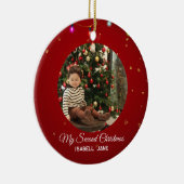 Second Christmas Custom Family Photo Text Template セラミックオーナメント (右)