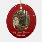 Second Christmas Custom Family Photo Text Template セラミックオーナメント (左)