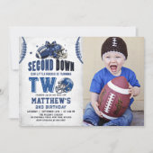 Second Down Football 2nd Birthday Photo招待状 招待状 (正面)