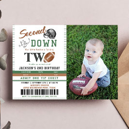 Second Down Football 2nd Birthday Photo招待状 招待状