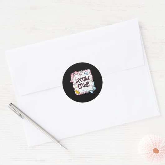Second Grade Back To School 2nd Grade Coquette Tea ラウンドシール (封筒)
