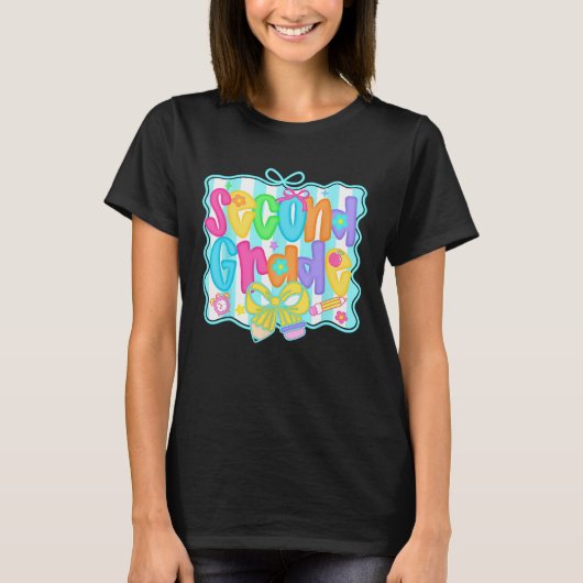 Second Grade Back To School 2nd Grade Coquette Tea Tシャツ (正面)