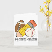 Second Grade Back To School Baseball Football Boys カード (黄色い花)