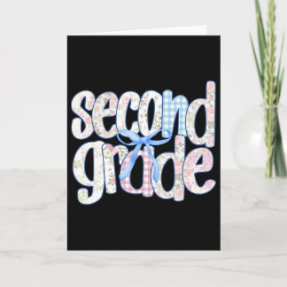 Second Grade Coquette Bow Teachers Kids First Day  カード