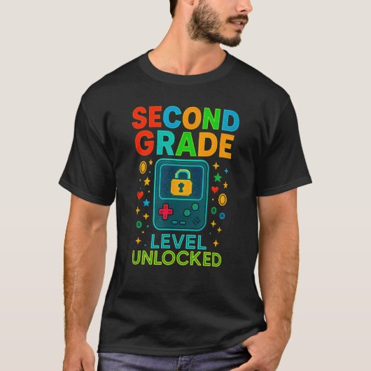 Second Grade Level Unlocked Gamer Ck To School Con Tシャツ (正面)
