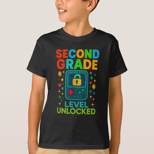 Second Grade Level Unlocked Gamer Ck To School Con Tシャツ (正面)