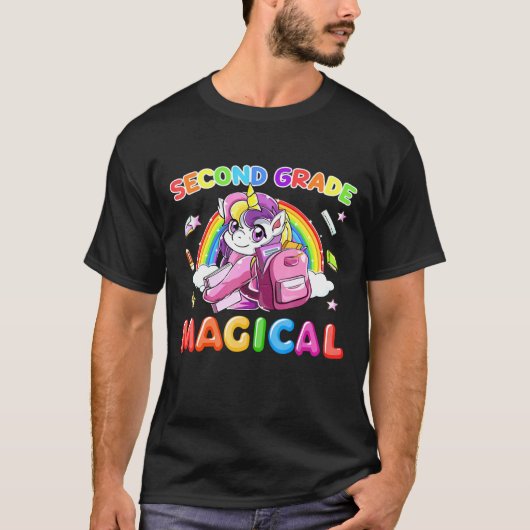 Second Grade Magical Unicorn Rainbow Back To Schoo Tシャツ (正面)