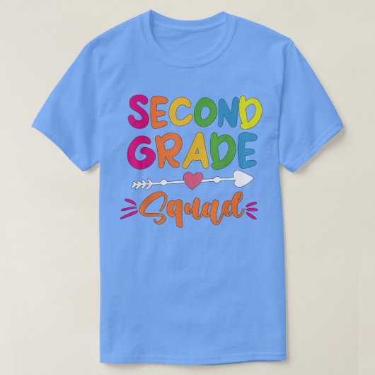 Second Grade Squad 2nd Grade Teacher Student Back Tシャツ (デザイン正面)