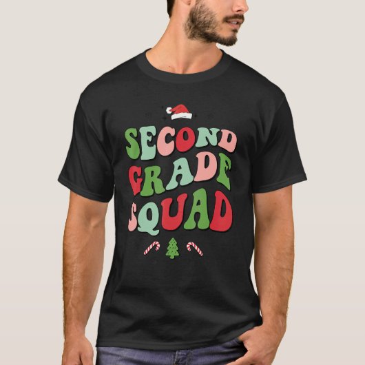 Second Grade Squad Xmas Groovy Family Christmas Pa Tシャツ (正面)