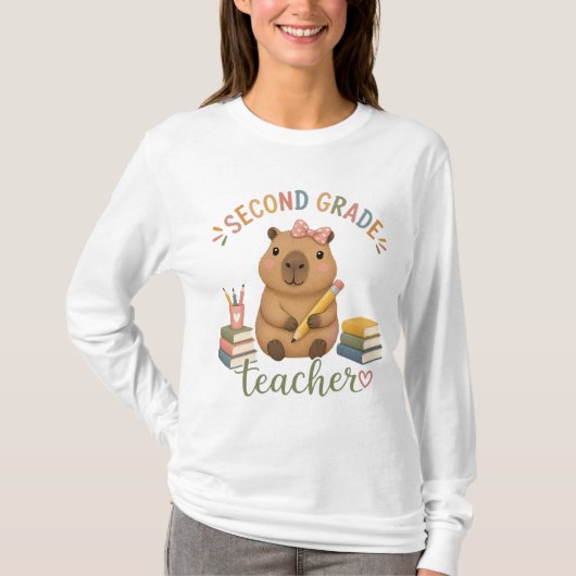 Second Grade Teacher | 可愛いカピバラ Tシャツ (正面)
