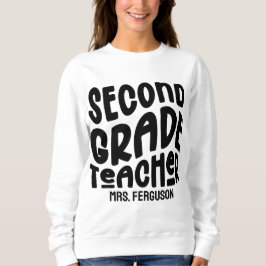 Second Grade Teacher Black Typography スウェットシャツ