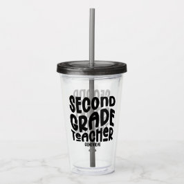Second Grade Teacher Black Typography Design アクリルタンブラー