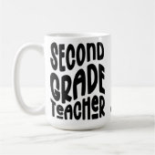 Second Grade Teacher Black Typography Design コーヒーマグカップ (左)