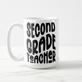 Second Grade Teacher Black Typography Design コーヒーマグカップ