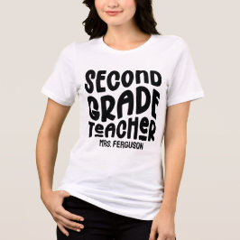 Second Grade Teacher Black Typography Design トライブレンドＴシャツ