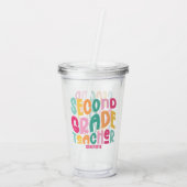 Second Grade Teacher Colorful Typography Design アクリルタンブラー (裏面)
