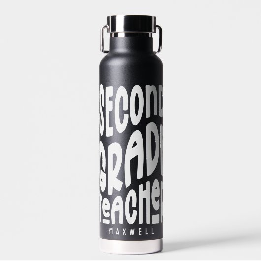 Second Grade Teacher Minimalist Text ウォーターボトル (正面)