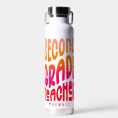 Second Grade Teacher Orange Red Ombre ウォーターボトル (正面)