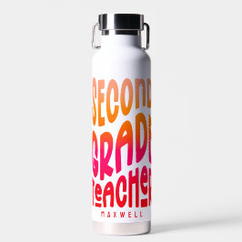 Second Grade Teacher Orange Red Ombre ウォーターボトル