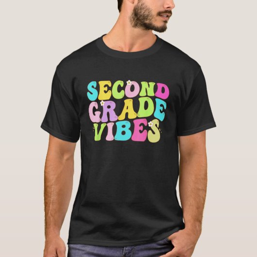 Second Grade Vibes Groovy 2nd Grade Team 1st Day o Tシャツ (正面)