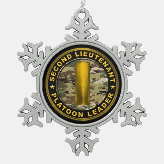 Second Lieutenant 2LT Platoon Leader スノーフレークピューターオーナメント (正面)