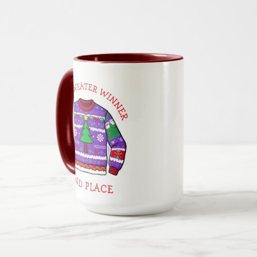Second Place Ugly Sweater Winner Christmas マグカップ (正面左)