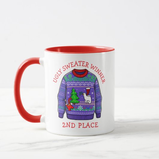 Second Place Ugly Sweater Winner Christmas マグカップ (左)