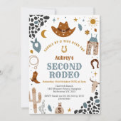 Second Rodeo Cowboy Western 2nd Birthday 招待状 (正面)
