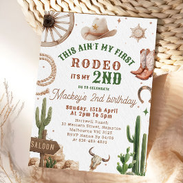 Second Rodeo Cowboy Wild West Birthday Invitation  招待状