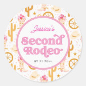 Second Rodeo Western Cowgirl 2nd Birthday Party ラウンドシール (正面)
