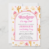 Second Rodeo Western Cowgirl Photo 2nd Birthday 招待状 (正面)