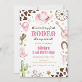 Second Rodeo Western Pink Cowgirl 2nd Birthday 招待状 (正面)