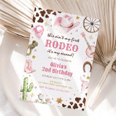 Second Rodeo Western Pink Cowgirl 2nd Birthday 招待状