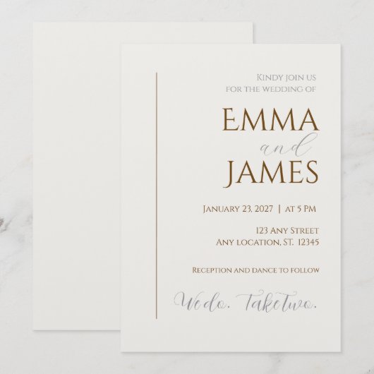 Second Wedding Invitation. Modern minimalist  招待状 (正面/裏面)