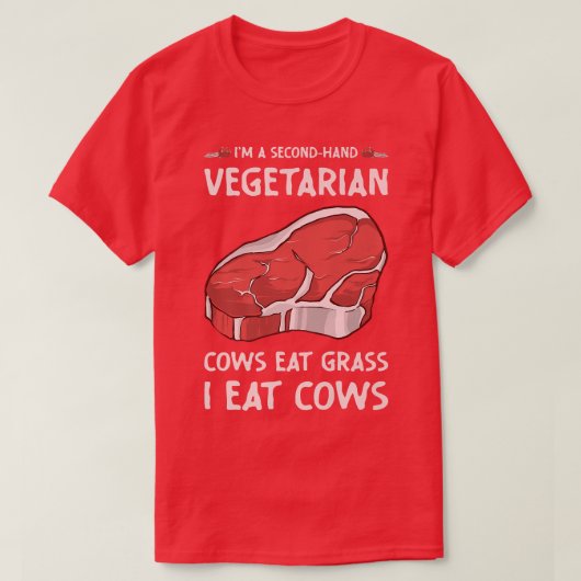 Secondhand Vegetarian Funny BBQ Grilling Tシャツ (デザイン正面)