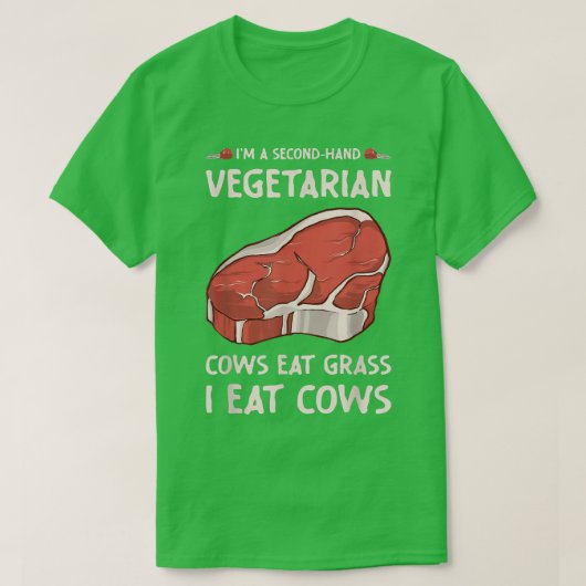 Secondhand Vegetarian Funny BBQ Grilling T-Shirt Tシャツ (デザイン正面)