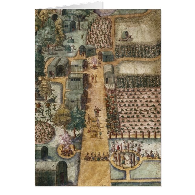 Secoton、c.1570-80のインドの村 (正面)