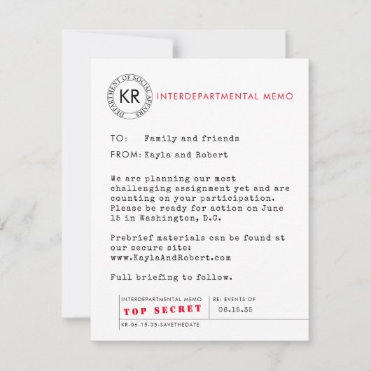 Secret Agent Spy日付の保存 セーブザデート (正面)