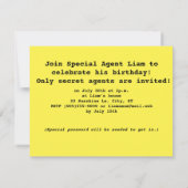 「Secret Agent/Spy」パーティの招待状 招待状 (裏面)