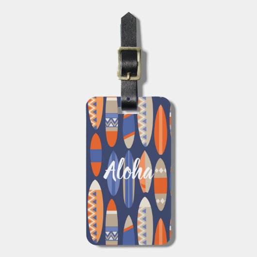 Secret Beach Hawaiian Surfboards - Orange ラゲッジタグ (正面縦)