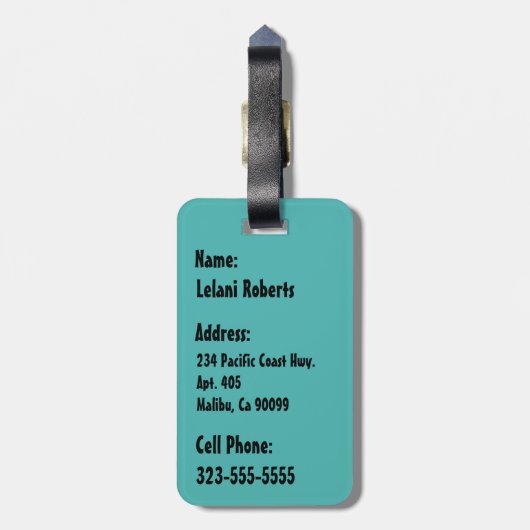 Secret Beach Hawaiian Surfboards - Turquoise ラゲッジタグ (裏面縦)